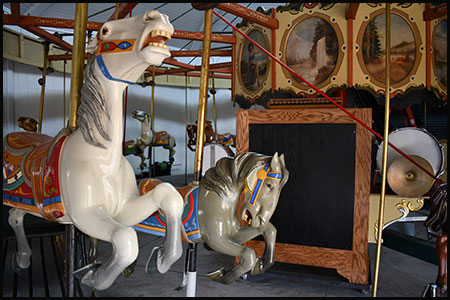 Historic carousel at CMZoo horses upclose